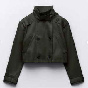 Zara Dark Green Cropped Utility Jacket